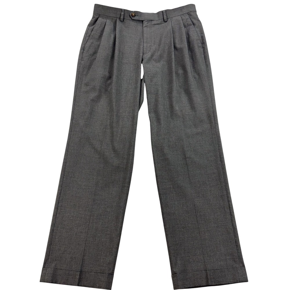 Ralph Ralph Lauren Dress Pants Mens 33x30 Gray Check Stretch Pleated Office